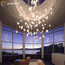 Axyaa Meteor Shower Glass Ball Chandelier - Long Rope Hanging Crystal Light