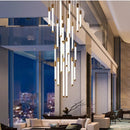 Axyaa Luxury Gold/Black Staircase Chandelier for Modern Living Spaces