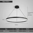 Axyaa Black Circle LED Chandelier Dimmable Pendant Light for Modern Home Decor