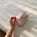 Korean Flower Makeup Bag Travel Pouch | Axyaa Portable Cosmetic Organizer