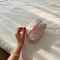 Korean Flower Makeup Bag Small Cosmetic Pouch Organizer by Axyaa