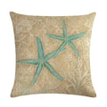 Axyaa Marine Life Linen Pillowcase: Fashion Conch Starfish Shell Sofa Decor Cover