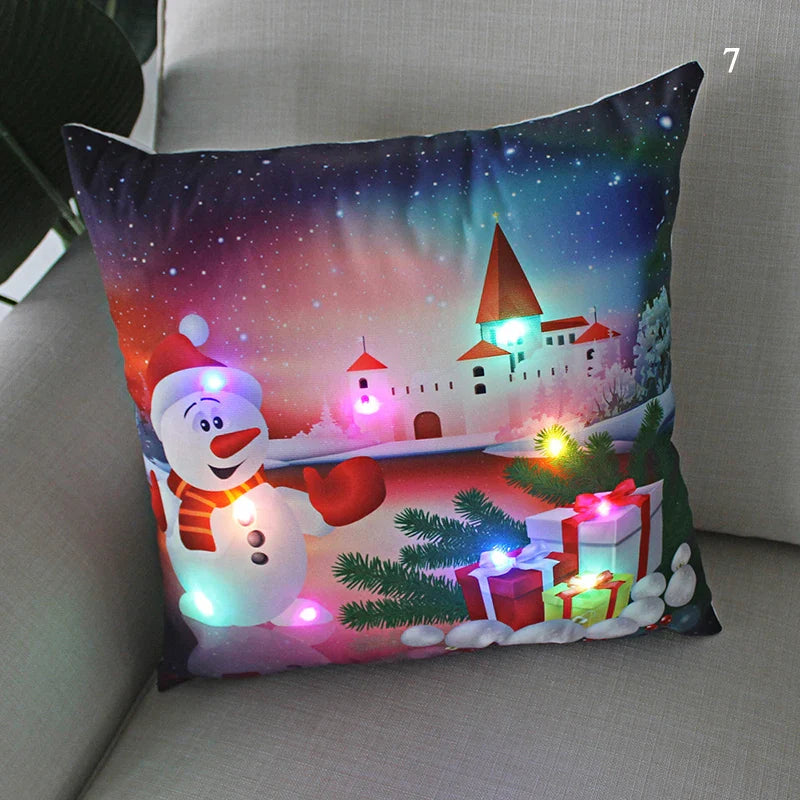 Axyaa LED Santa Claus Cushion Cover: Festive Light-Up Pillowcase for Home Decor