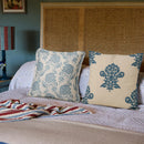 Axyaa Ethnic Floral Pillow Cover - Vintage Blue Flower Embroidery - 45x45cm
