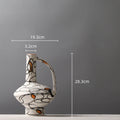 Axyaa Geometric Graffiti Pattern Ceramic Vase with Handle for Home Decor