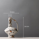 Axyaa Geometric Graffiti Pattern Ceramic Vase with Handle for Home Decor
