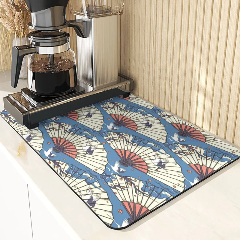 Axyaa Diatomite Kitchen Mat with Fujiyama Print