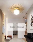 Axyaa Glass Globe Ceiling Light Fixture Gold - Modern Hallway Kitchen Bedroom Lighting