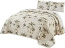 Axyaa Tropical Palm Tree Queen Size Quilt Set Reversible Bedspread Coverlet Beige