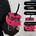 Axyaa Glass Mug Set with Sleeve, Lid, Straw - Lead Free Juice, Tea, Coffee Drinkware
