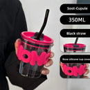 Axyaa Glass Mug Set with Sleeve, Lid, Straw - Lead Free Juice, Tea, Coffee Drinkware