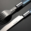 Axyaa Stainless Steel Cutlery Set with Plastic Handle - Western Tableware Steak Knife Fork Teaspoon