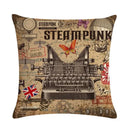 Axyaa Retro Typewriter Camera Linen Pillow Cover 45x45cm