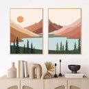 Boho Sun Nature Landscape Canvas Art Print for Home Decor by Axyaa