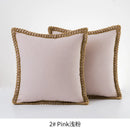Axyaa Farmhouse Christmas Cotton Linen Pillow Cover Set in Grey Red