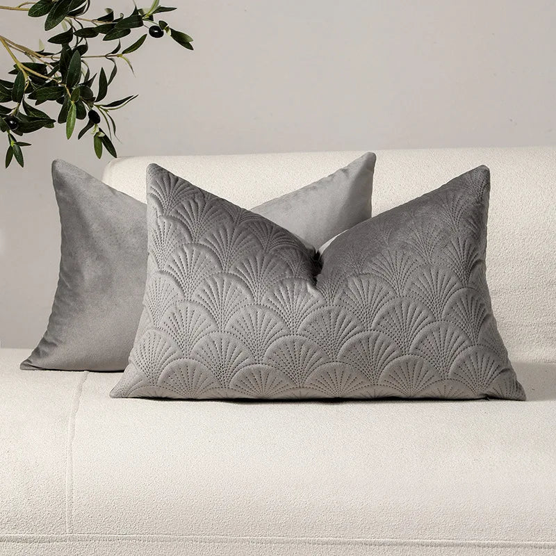 Axyaa Velvet Shell Pattern Throw Pillowcase for Home Decor