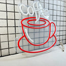 Axyaa 15" Coffee Neon Light Sign - Transparent Acrylic Cup Art for Bar Business