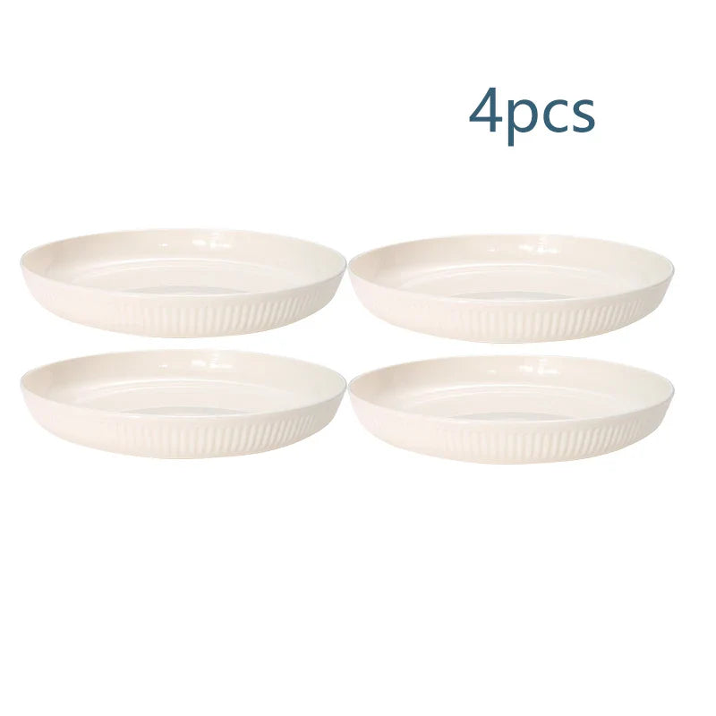 Axyaa Beige Vertical Plastic Plate Set for Home, Camping, and Outdoor Snacking