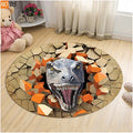 Axyaa Dinosaur Cartoon Kids Round Carpet Rug for Home Floor - Anti-Slip Mats