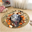 Axyaa Dinosaur Cartoon Kids Round Carpet Rug for Home Floor - Anti-Slip Mats