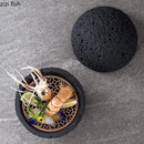 Axya Meteorite Texture Ceramic Bowl with Lid for Desserts, Sushi, and Snacks