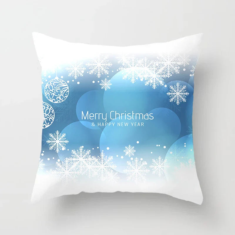 Blue Winter Snowflake Pillowcase for Stylish Christmas Decor by Axyaa