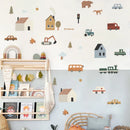 Nordic Cute Cars Animal Truck Wall Stickers by Axyaa - Kids Room Playful Decals