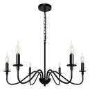 Axyaa Black 6-Light Chandelier - Classic Candle Design, Perfect for Bedrooms & Studies