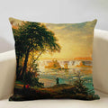 Axyaa Ocean Landscape Flower Sofa Cushion Cover Linen Pillowcase Home Decor