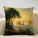 Axyaa Ocean Landscape Flower Sofa Cushion Cover Linen Pillowcase Home Decor