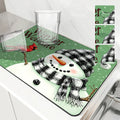 Axyaa Snowman Drying Mat - Quick Kitchen Drain Pad for Faucet & Dishware