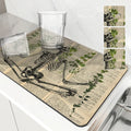 Axyaa Halloween Skeletons Drying Mat Absorbent Tableware Bathroom Kitchen Skeleton Hide Stain
