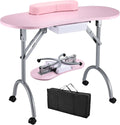 Axyaa Foldable Nail Desk with Drawer & Wrist Rest - Portable Manicure Station