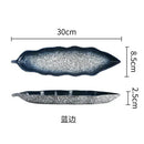 Axyaa Leaf Sashimi Board | Japanese Ceramic Boat Sushi Board for Elegant Table Setting