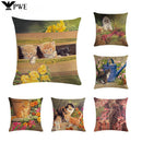 Axyaa Cute Cat Pet Pattern Pillow Cover Linen Throw Pillow 45*45cm