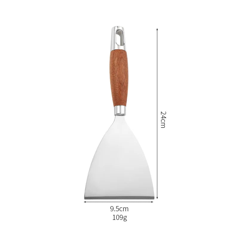 Axyaa Stainless Steel Wooden Handle Spatula Turner Scraper BBQ Utensil