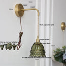 Axyaa Amber Glass LED Wall Sconce Pull Chain Switch Nordic Modern Design