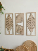 Axyaa Wood Palm Leaf Wall Sculpture - Boho Tropical Plant Decor