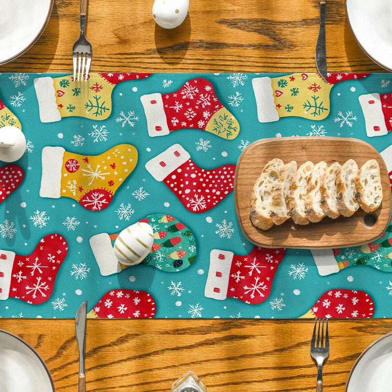 Axyaa Snowflake Cartoon Table Runner for Festive Dining Decor
