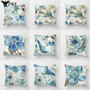 Luxurious Blue Bird Floral Pillowcase by Axyaa - 45x45cm Square Decor for Home & Office