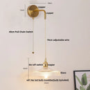 Axyaa Copper LED Wall Lamp Sconce with Glass Shade & Pull Chain Switch