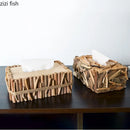 Axya Solid Wood Tissue Box Desktop Organizer and Napkin Holder