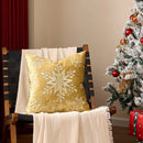 Axyaa Embroidered Gold Reindeer Snowflake Velvet Pillowcases 45x45cm Set of 2