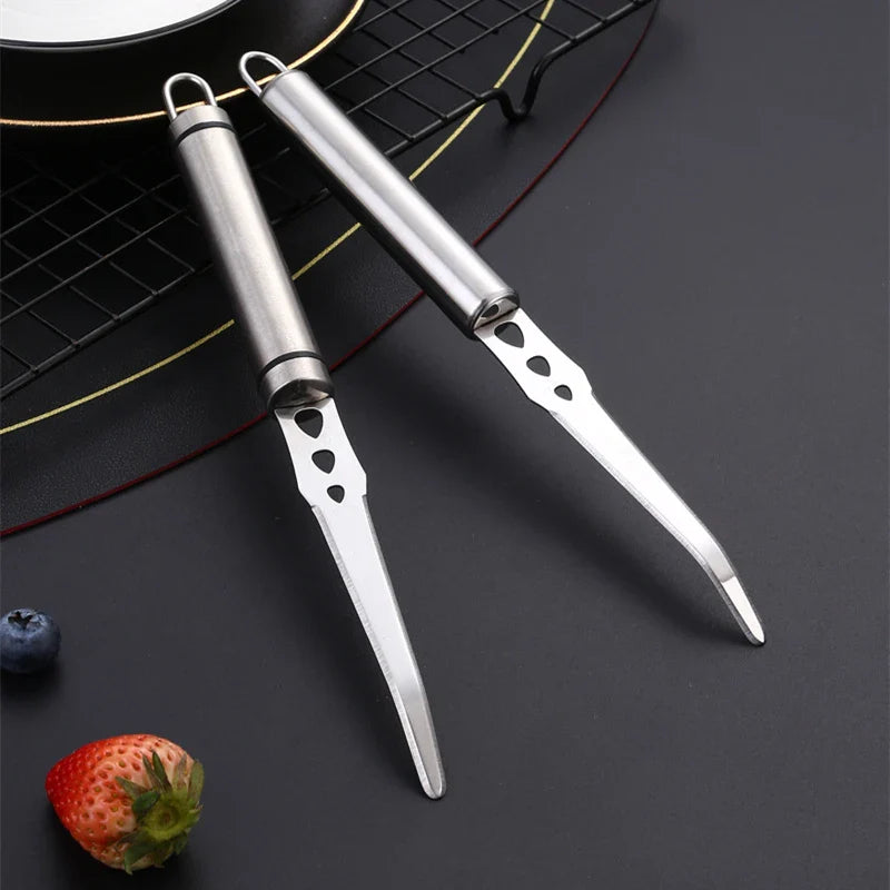 Axyaa Stainless Steel Orange Peeler Knife with Long Handle - Double-sided Blade Cutter