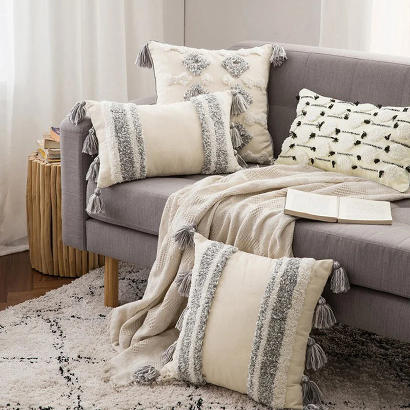 Axyaa Boho Tassel Cushion Cover - Nordic Style Modern Home Decor