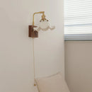 Axyaa Walnut Brass LED Wall Sconce Nordic Modern Bedside Lamp Rotatable Stair Light