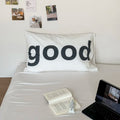 Axyaa White Cotton Pillowcase with Letter Print, Soft & Breathable Single Cover