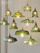 Axyaa Green Glass Pendant Light Modern Chandelier for Kitchen Island