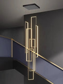Axyaa Modern LED Stair Chandelier: Nordic Luxury Geometry Villa Pendant Lamps