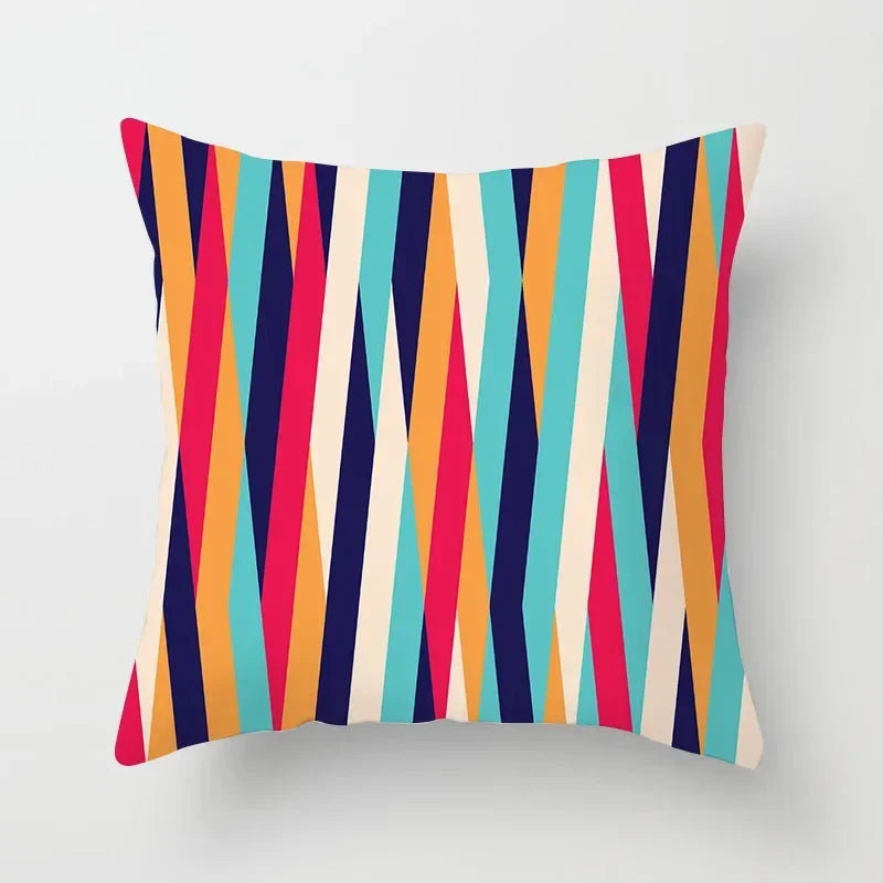 Geometric Nordic Cushion Cover in Yellow Red Blue for Sofa by Axyaa